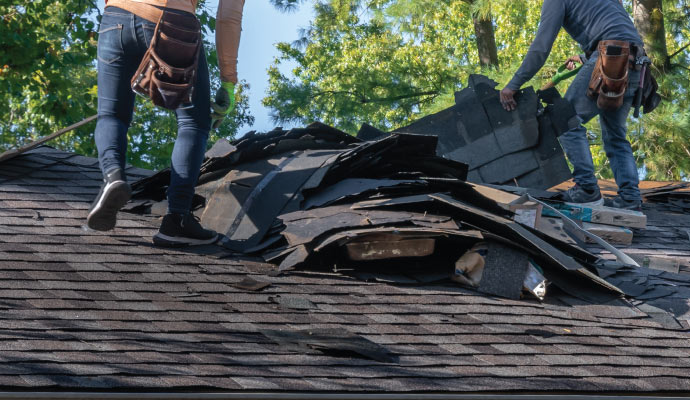 Storm damaged roof