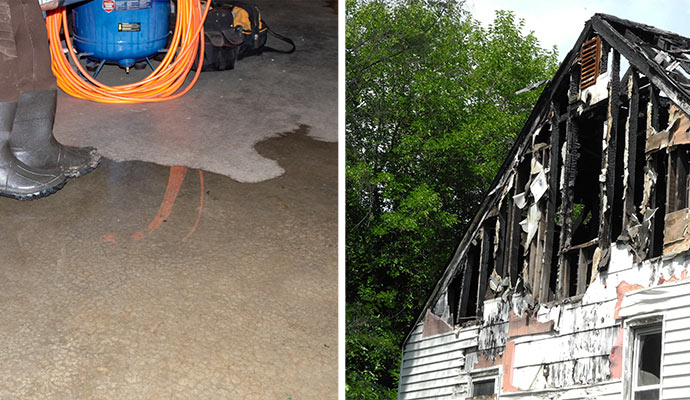 Collage of fire and water damaged properties