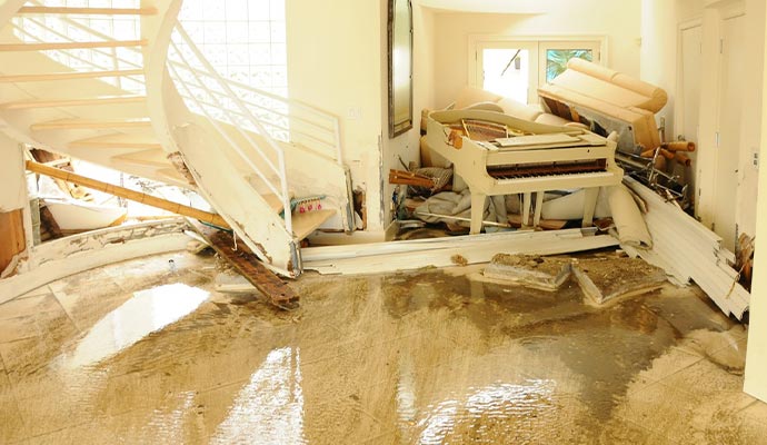 House severely damaged by flood House severely damaged by flood